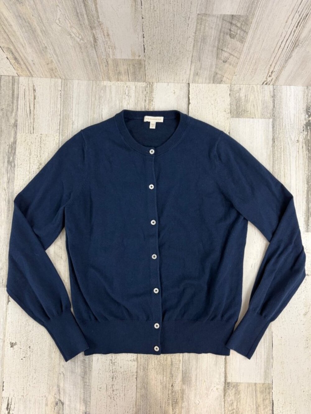 Ann Mashburn Rosie Cardigan Sweater Sz M Blue Cotton Silk